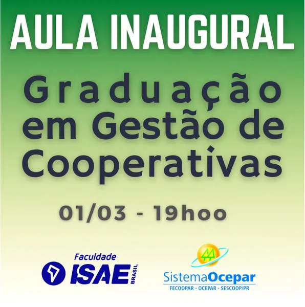 FORMAÇÃO: Graduação tecnológica em Gestão de Cooperativas tem aula inaugural nesta segunda-feira