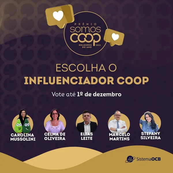 SOMOSCOOP: Votação para escolha do Influenciador Coop vai até 1ª de dezembro; Carolina Mussolini é a indicada do PR