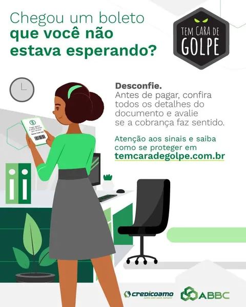 GOLPE: Associação de bancos e Credicoamo alertam para golpe do boleto falso