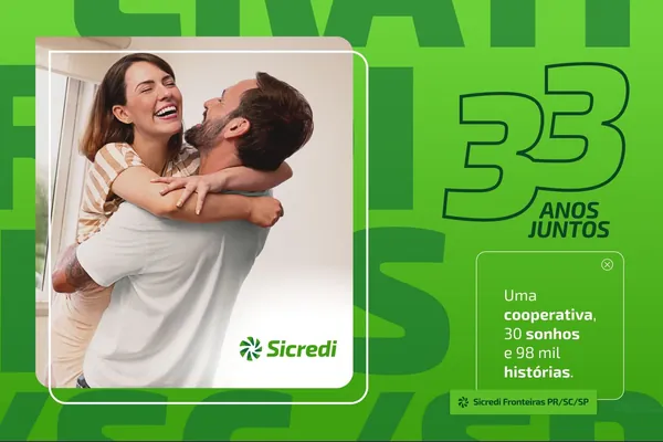 CRÉDITO: Cooperativa Sicredi Fronteiras PR/SC/SP celebra 33 anos de história