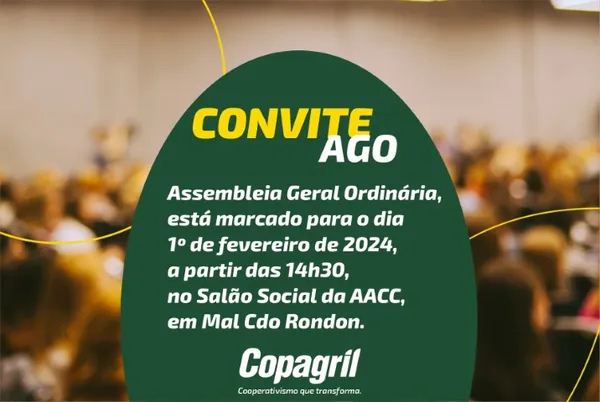 AGRO: Copagril realizará pré-assembleias em janeiro e AGO em fevereiro