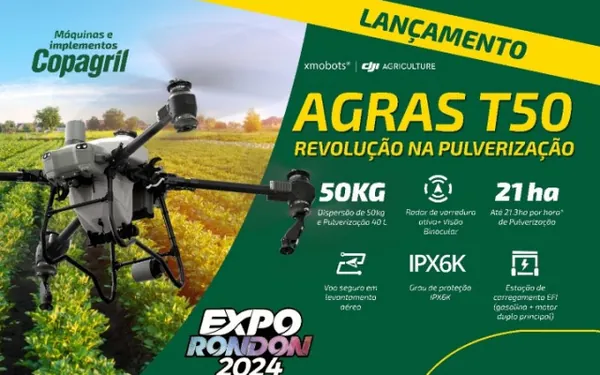 AGRO: Copagril trará para Marechal lançamento do drone DJI Agras T50 na Expo Rondon