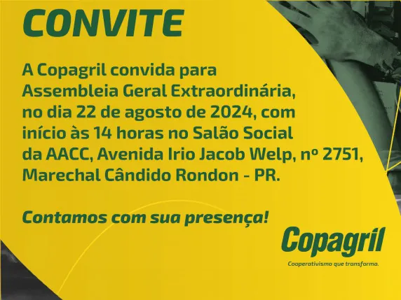 Copagril convoca associados para Assembleia Geral Extraordinária (AGE)