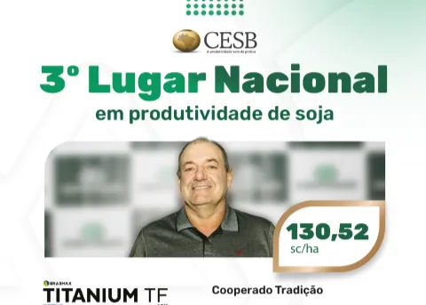 Cooperado da Tradição é premiado no Desafio de Máxima Produtividade da Soja