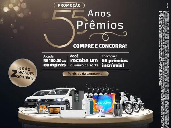 Campanha 55 anos Copagril divulga ganhadores dos prêmios do primeiro sorteio