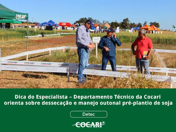 Departamento Técnico da Cocari orienta sobre dessecação e manejo outonal pré-plantio de soja  
