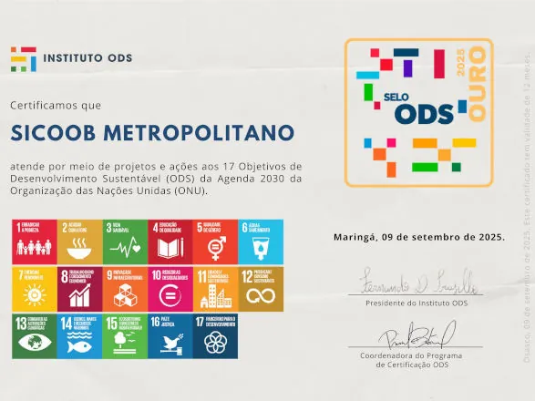 Sicoob Metropolitano conquista Selo Ouro na Certificação ODS