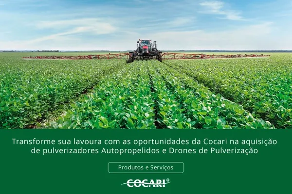 Cocari oferece oportunidades na aquisição de pulverizadores autopropelidos e drones de pulverização