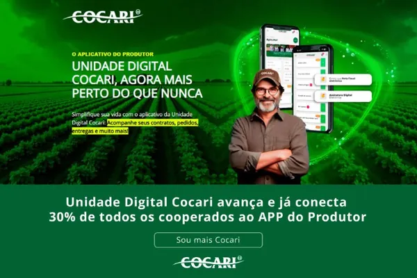 Unidade Digital Cocari avança e já conecta 30% de todos os cooperados ao APP do Produtor