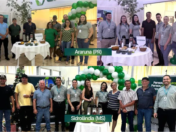 Credicoamo de Araruna (PR) e Sidrolândia (MS) celebraram aniversário em dezembro