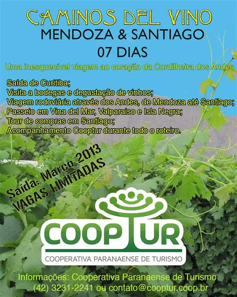 COOPTUR: Lançado o roteiro Caminos del Vino, com destino para a Cordilheira dos Andes 