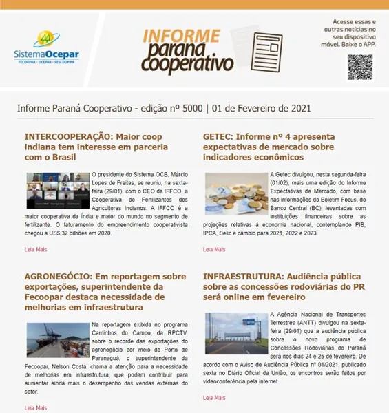 COMUNICAÇÃO: Informe PR Cooperativo atinge a marca de 5 mil edições