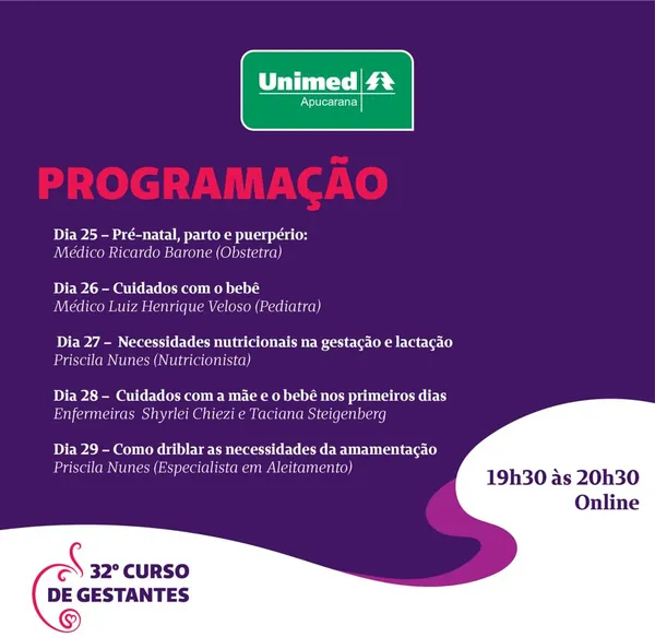 UNIMED APUCARANA: Curso de Gestantes gratuito será realizado em outubro