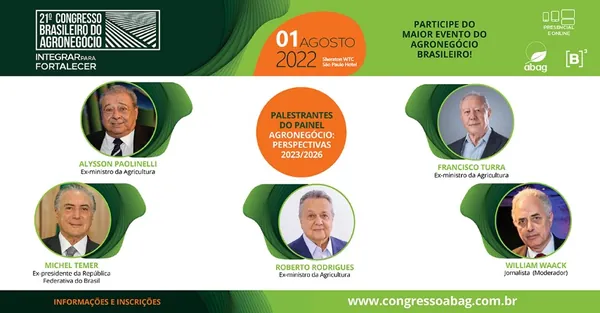 CBA: Congresso Brasileiro do Agronegócio apontará perspectivas para o setor nos próximos quatro anos