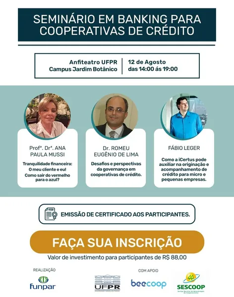 EVENTO: Seminário de Banking para as Cooperativas de Crédito está com inscrições abertas