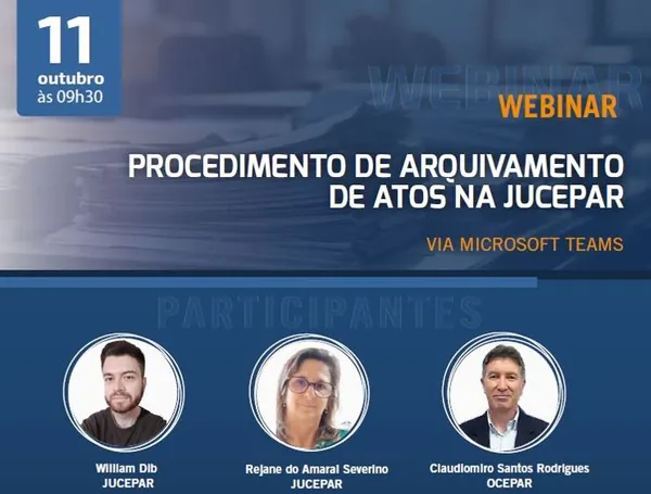 WEBINAR: Seminário online vai orientar as cooperativas sobre procedimentos para arquivamento de atos na Jucepar