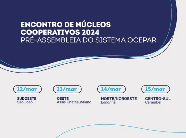 ENCONTROS DE NÚCLEOS: Novo PRC e XV Congresso Brasileiro do Cooperativismo estarão em pauta nos eventos