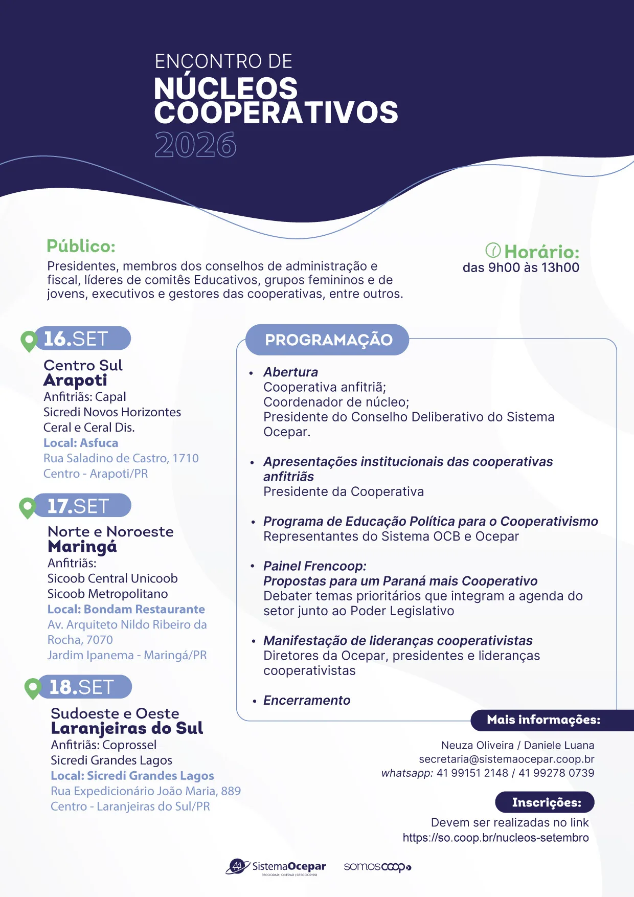 encontro de nucleos mes setembro