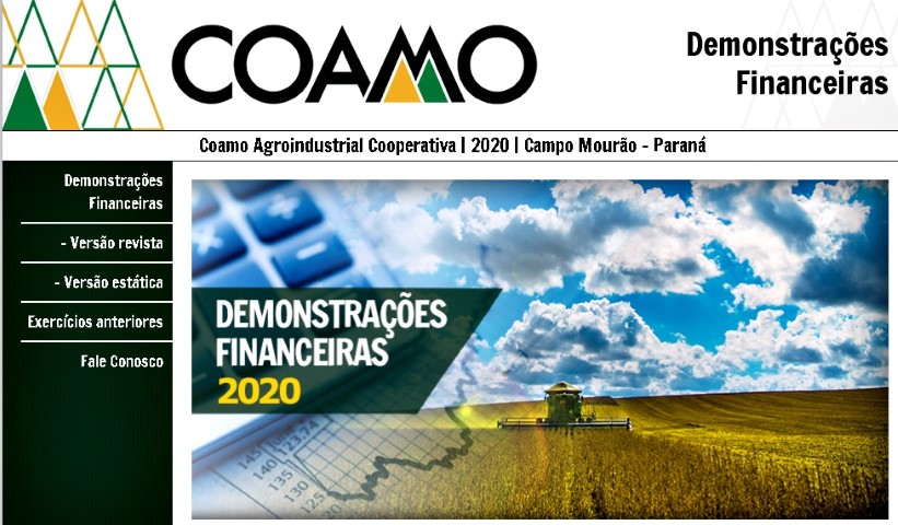 COAMO: Cooperativa inova na apresentação das Demonstrações Financeiras do exercício 2020