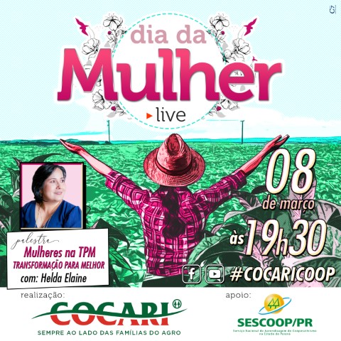 COCARI: Live Dia da Mulher é nesta segunda-feira, às 19h30