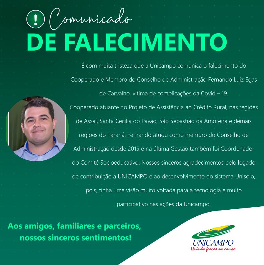 FALECIMENTO: Unicampo lamenta morte de membro do Conselho de Administração