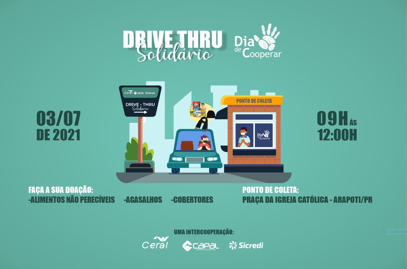 CAPAL: Dia C mobiliza cooperativas para realização de drive-thru solidário neste sábado em Arapoti