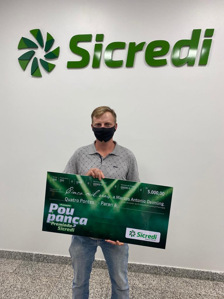 SICREDI ALIANÇA: Associado de Quatro Pontes ganha R$ 5 mil na Campanha Poupança Premiada