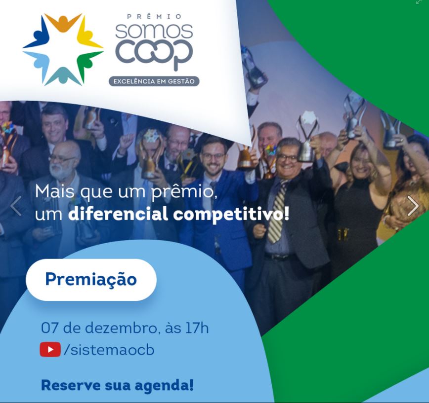 SISTEMA OCB: Vencedores do Prêmio SomosCoop Excelência em Gestão serão anunciados nesta terça-feira 