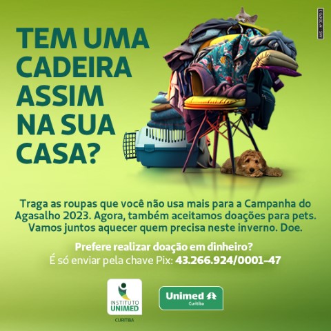 SAÚDE: Campanha do Agasalho do Instituto Unimed Curitiba já começou e pets também receberão doações este ano