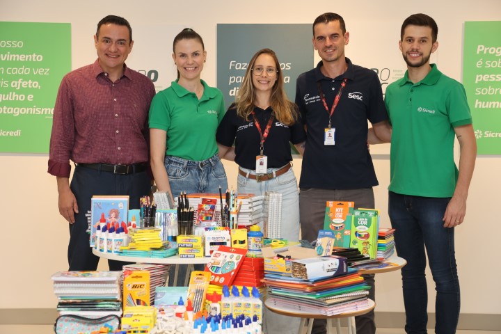 CRÉDITO: Campanha do Material Escolar arrecada 1.155 itens, em parceria entre Sicredi Progresso e Sesc 