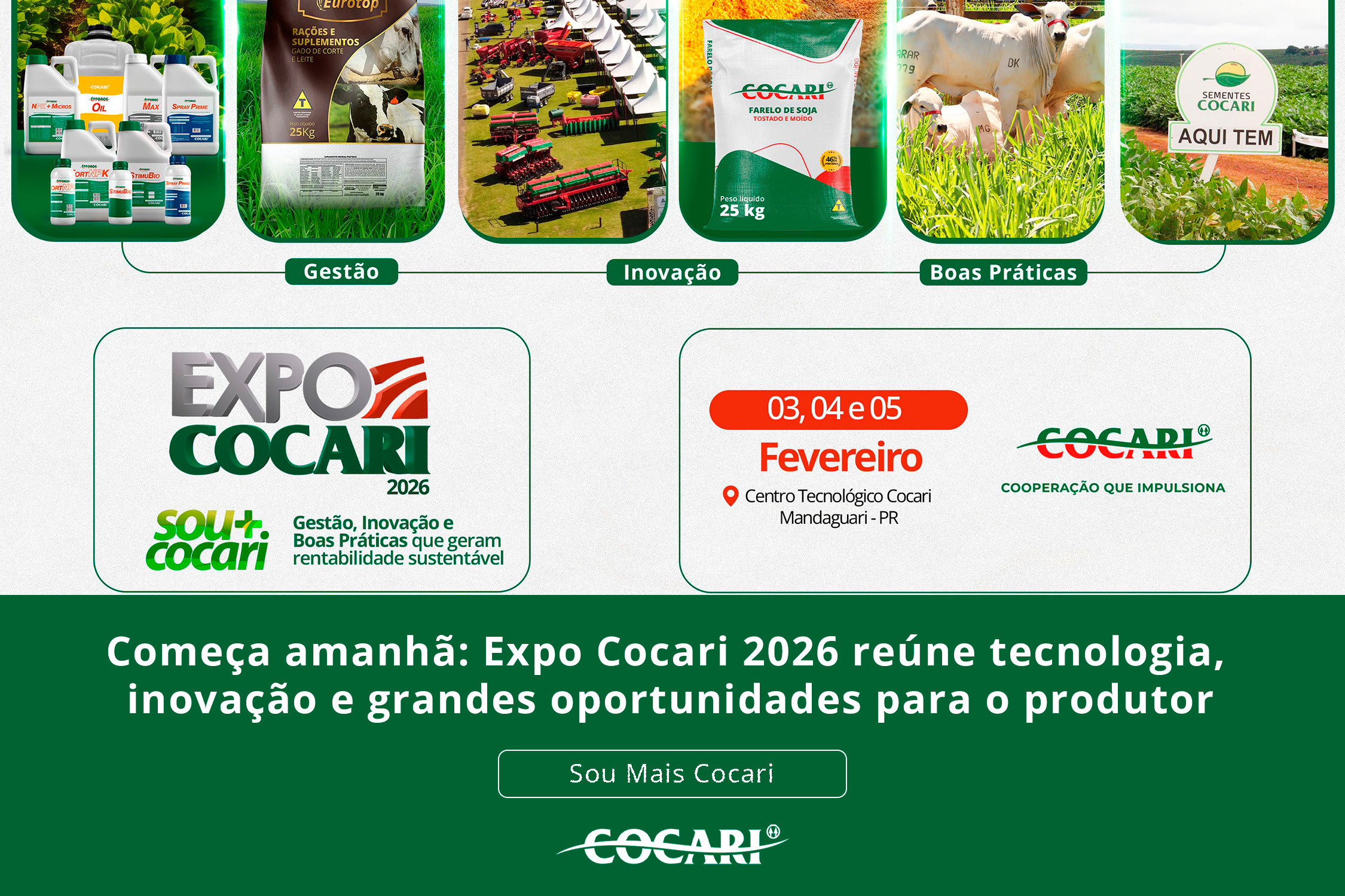  Começa amanhã: Expo Cocari 2026 reúne tecnologia, inovação e grandes oportunidades para o produtor